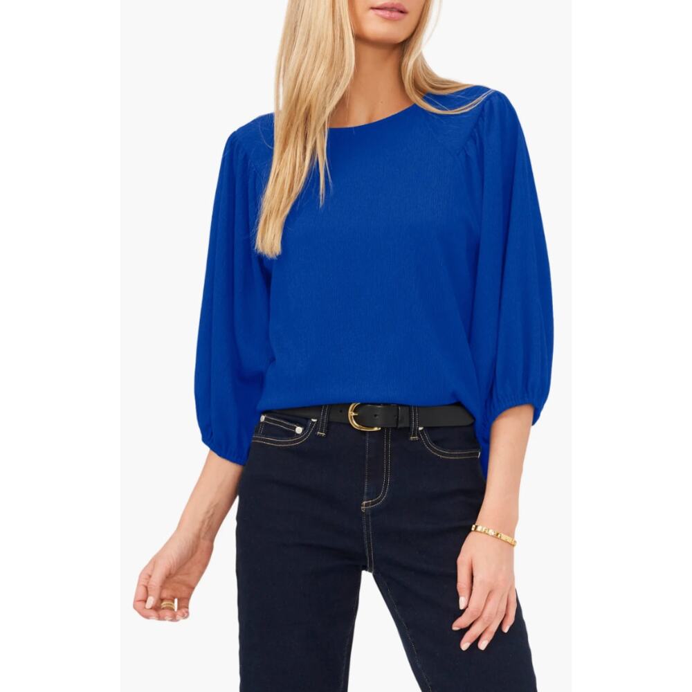 NWT Vince Camuto Crinkled Puff Three-Quarter Sleeve Top  Color Cobalt Size Small